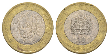 Марокко 10 дирхам 1995 AH 1416, Хасан II (1961-1999) Y 92 биметалл 4638-245