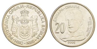 Сербия 20 динаров 2006 150 лет со дня рождения Николы Теслы KM 42 медь цинк никель UNC 4648-113