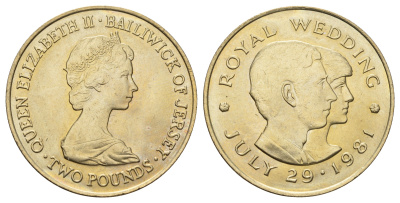 Джерси 2 фунта 1981 Свадьба Принца Чарльза и Леди Дианы KM 52 медно-никель BU 1066-7-23