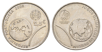 Португалия 2,5 евро 2008 XXIX летние Олимпийские игры, Пекин 2008 KM 790 медно-никель aUNC 4631-1224