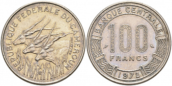 КАМЕРУН 100 ФРАНКОВ 1972 a KM 15 никель UNC 68-552