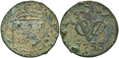 Нидерландская Ост-Индия 1753 KM# 152.3 медь 4573-1142