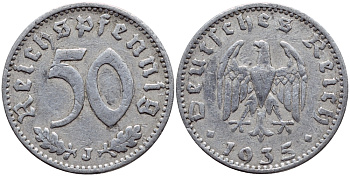 Германия 50 рейхспфеннигов 1935 J КМ 87, J.368 алюминий 4391-1244