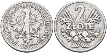 Польша 2 злотых 1960 MW KM 46, Parchimowicz 216c алюминий 4561-154