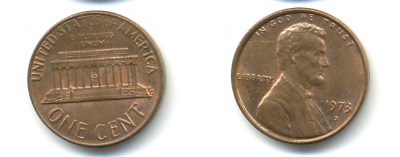 США 1 ЦЕНТ 1973 D, ЛИНКОЛЬН KM 201 медь цинк 89-516