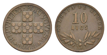 Португальский Тимор 10 аво 1948 KM 5 бронза 3711-1233