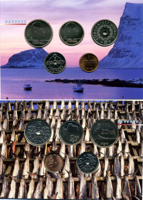 Норвегия набор из 5 монет 2000 запайка, картонный буклет KM MS 58 UNC 4-4-1-18