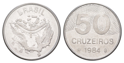Бразилия 50 крузейро 1984 KM 594.1 нержавеющая сталь UNC 4642-1234