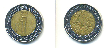 Мексика 1 песо 2007 KM 603 биметалл 176-1253