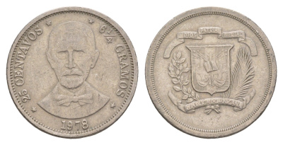 Доминиканская Республика (Доминикана) 25 сентаво 1978 KM 51 медно-никель 4654-625