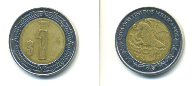 Мексика 1 песо 2007 KM 603 биметалл 176-1253
