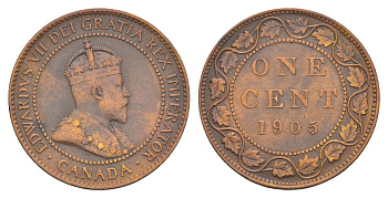 Канада 1 цент 1905 Эдуард VII (1901-1910) KM 8 бронза 4654-1224