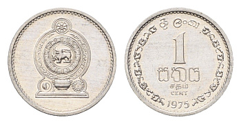 Шри-Ланка 1 цента 1975 KM 137 алюминий UNC 4669-337