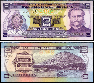 Гондурас 2 лемпира 2004 Pick 80Ae бумага UNC (пресс) 6283-6-2-2