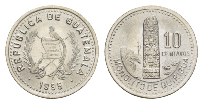 Гватемала 10 сентаво 1995 KM 277.6 медно-никель UNC 4644-266