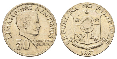 Филиппины 50 сентаво 1967 KM 200 медь цинк никель 4114-116