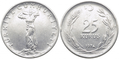 ТУРЦИЯ 25 КУРУШЕЙ 1974 KM 892.3 сталь 3856-834