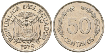 Эквадор 50 сентаво 1979 KM 81 сталь плакированная никелем aUNC 4511-237