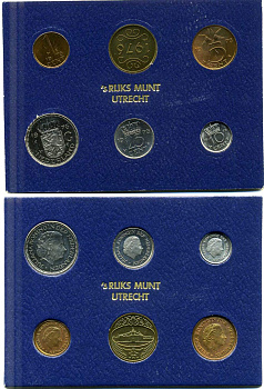 Нидерланды госнабор из 5 монет + жетон 1976 медно-никель UNC 7-5-1-37