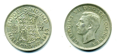 Великобритания 1/2 кроны 1945 Георг VI (1936-1952) KM 856, Spink 4080 серебро 89-1215