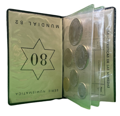 Испания официальный набор из 6 монет (50 сентимов; 1, 5, 25, 50 и 100 песет) 1980 чемпионат мира по футболу в Испании 1982 года KM MS11 (815, 816, 817, 818, 819 и 820)  UNC 1-5-2-08