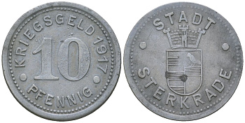 Штеркраде (Пруссия, Рейн) 10 пфеннингов 1917 Funck 521.2, Men18 30164.2 цинк 4586-844