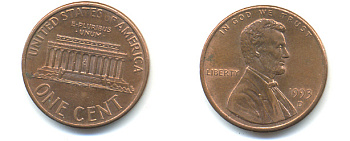 США 1 цент 1993 D, Авраам Линкольн KM 201b цинк плакированный медью 86-265