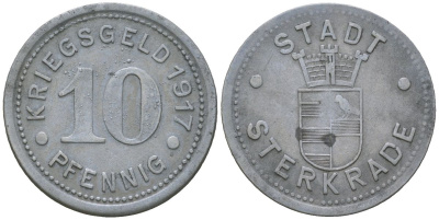 Штеркраде (Пруссия, Рейн) 10 пфеннингов 1917 Funck 521.2, Men18 30164.2 цинк 4586-844