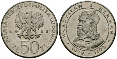 Польша 50 злотых 1981 Князь Владислав I Герман Y 128 медно-никель 4168-843