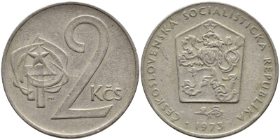 Чехословакия 2 кроны 1973 KM 75 медно-никель 4398-626