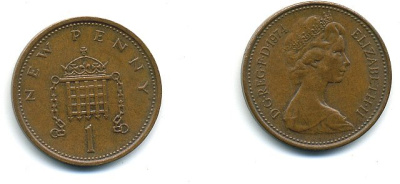 Великобритания 1 пенни 1974 Елизавета II (1952-2022) КМ 915, Spink B1 бронза 4110-757
