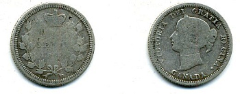КАНАДА 5 ЦЕНТОВ 18?? ВИКТОРИЯ серебро 46-2438