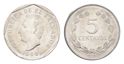 Сальвадор 5 сентаво 1999 KM 154b сталь плакированная никелем UNC 4644-236