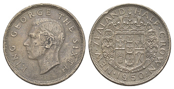 Новая Зеландия 1/2 кроны 1950 Георг VI (1936-1952) KM 19 медно-никель 25-1915