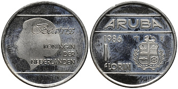 Аруба 1 флорин 1986 Беатрикс (1980-2013) KM 5 сталь плакированная никелем PROOF 4577-532