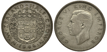 Новая Зеландия 1/2 кроны 1946 Георг VI (1936-1952) KM 11 серебро 272-1112
