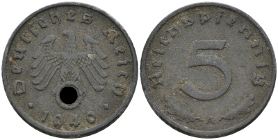 Германия 5 рейхспфеннигов 1940 A KM 100 цинк    4594-1123