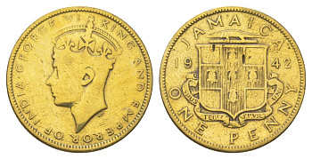 Ямайка 1 пенни 1942 KM 32 никель латунь 4628-457