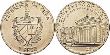Куба 1 песо 2004 памятники Кубы, Гаванский университет CU-000411 медно-никель UNC M14-14