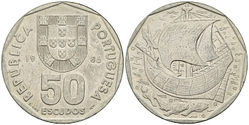 Португалия 50 эскудо 1986 KM 636 медно-никель 4149-111