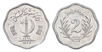 Пакистан 2 пайса 1976 KM 34 алюминий UNC 4614-944