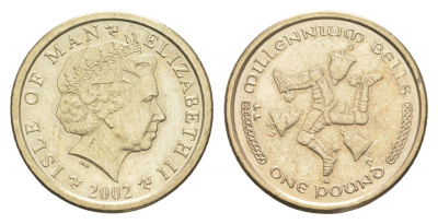 Остров Мэн 1 фунт 2002 PM, Елизавета II (1952-2022) KM 1042 никель латунь aUNC 4652-753