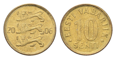 Эстония 10 сентов 2006 KM 22 латунь UNC 4668-637