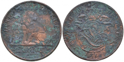 БЕЛЬГИЯ 2 САНТИМА 1870 BELGES KM 35.1 медь 73-1234