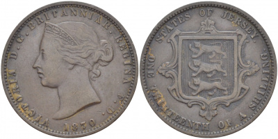 Джерси 1/13 шиллинга 1870 Виктория (1837-1901) KM 5 бронза 4536-1221