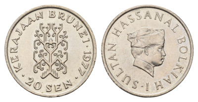 Бруней 20 сенов 1977 KM 12 медно-никель UNC 4678-1036
