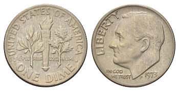 США 10 центов (дайм) 1973 Рузвельт KM 195a медь плакированная медно-никелем 4668-946