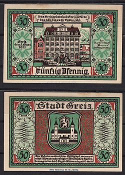 Германия, Грайц 50 пфеннигов 1921 GrM:471.2-2/4 бумага 7555-42-4-2