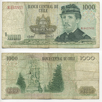 Чили 1000 песо 2006 Игнасио Каррера-Пинто Pick 154g бумага 7218-65-3