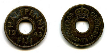 ФИДЖИ 1/2 ПЕНСА 1943 57-316